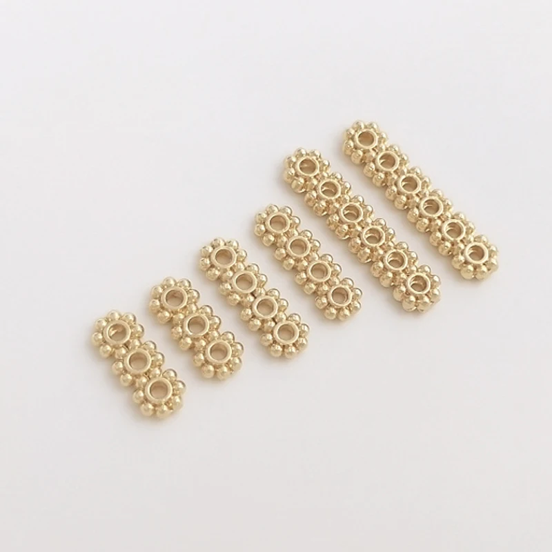 

10Pcs Brass Gold Plated Snowflake Spacer Beads 3 Holes Daisy Flower Slider Spacer Beads for Jewelry Making Diy Bracelet Findings