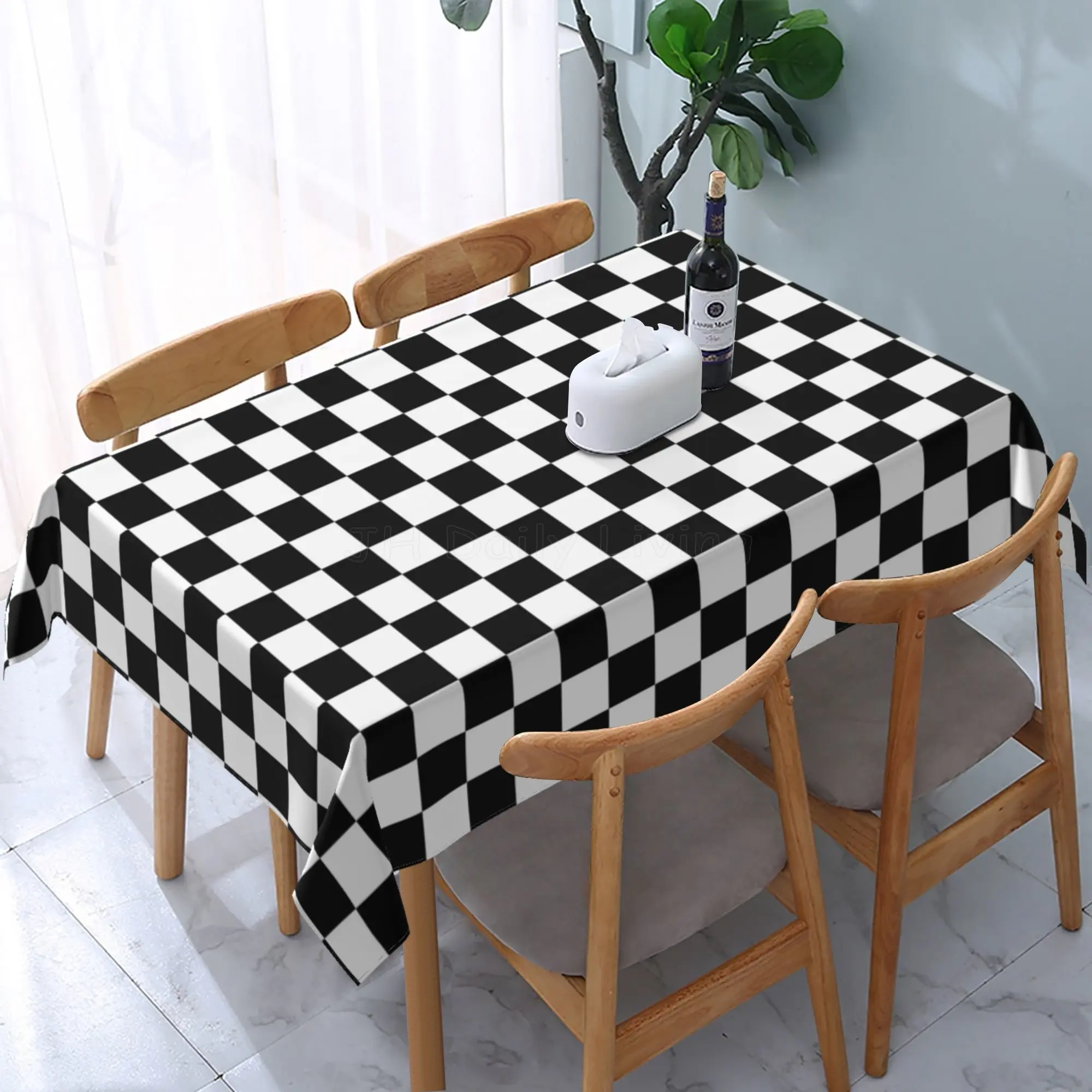 

Black White Racing Checkered Pattern Rectangular Table Cloth Table Cloths for Dining Table Coffee Table Cover Decor for Party