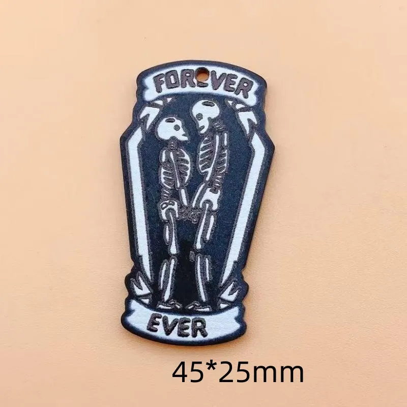 1, 4 or 20 Pieces: Black Skeleton Lovers in Coffin Charms, Goth Lovers,  Love is Eternal: Double Sided