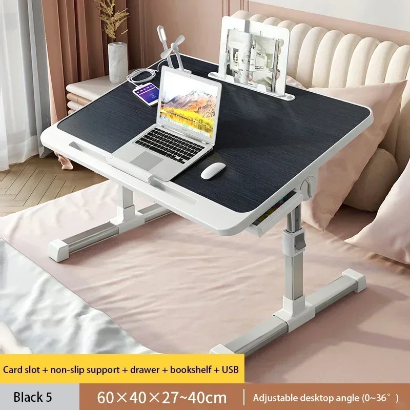 Slendor Scrivania per computer portatile, regolabile, pieghevole, portatile, per leggere e scrivere, vassoio per la colazione, con cassetto e ventola