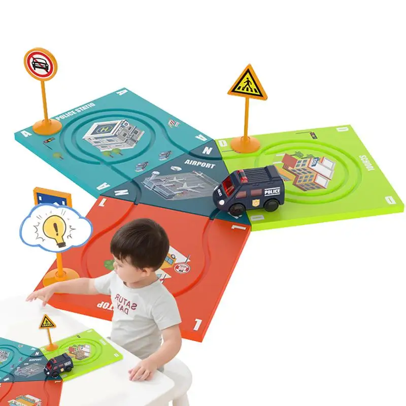 

Puzzle Track Car Play Set For Kids Race Car Track Toys With Electric Trolley Car Educational Jigsaw Puzzle Toy gift For Children