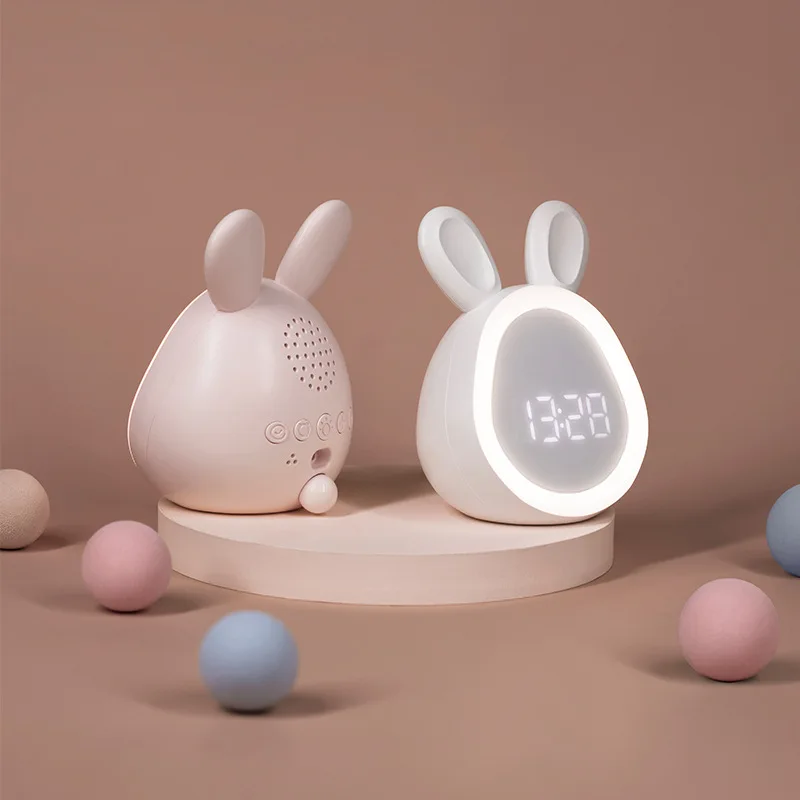 Mini cartoon rabbit LED alarm clock night light for students dormitory digital display children wake up light USB charging 2