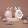 Mini cartoon rabbit LED alarm clock night light for students dormitory digital display children wake up light USB charging 2