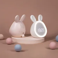 Mini cartoon rabbit LED alarm clock night light for students dormitory digital display children wake up light USB charging 2