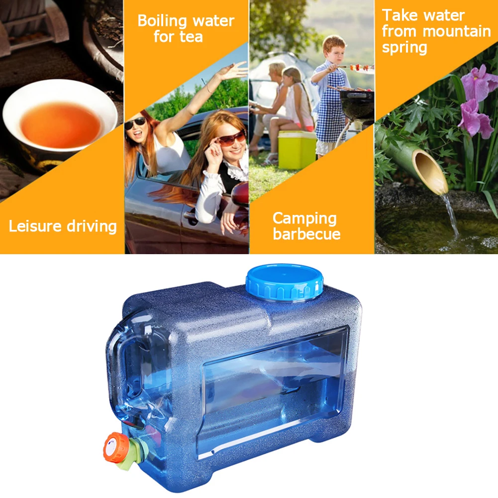 Portable Water Bucket Driving Pure Water Tank 12L Capacity Container Faucet Outdoor Camping Cooking Supplies