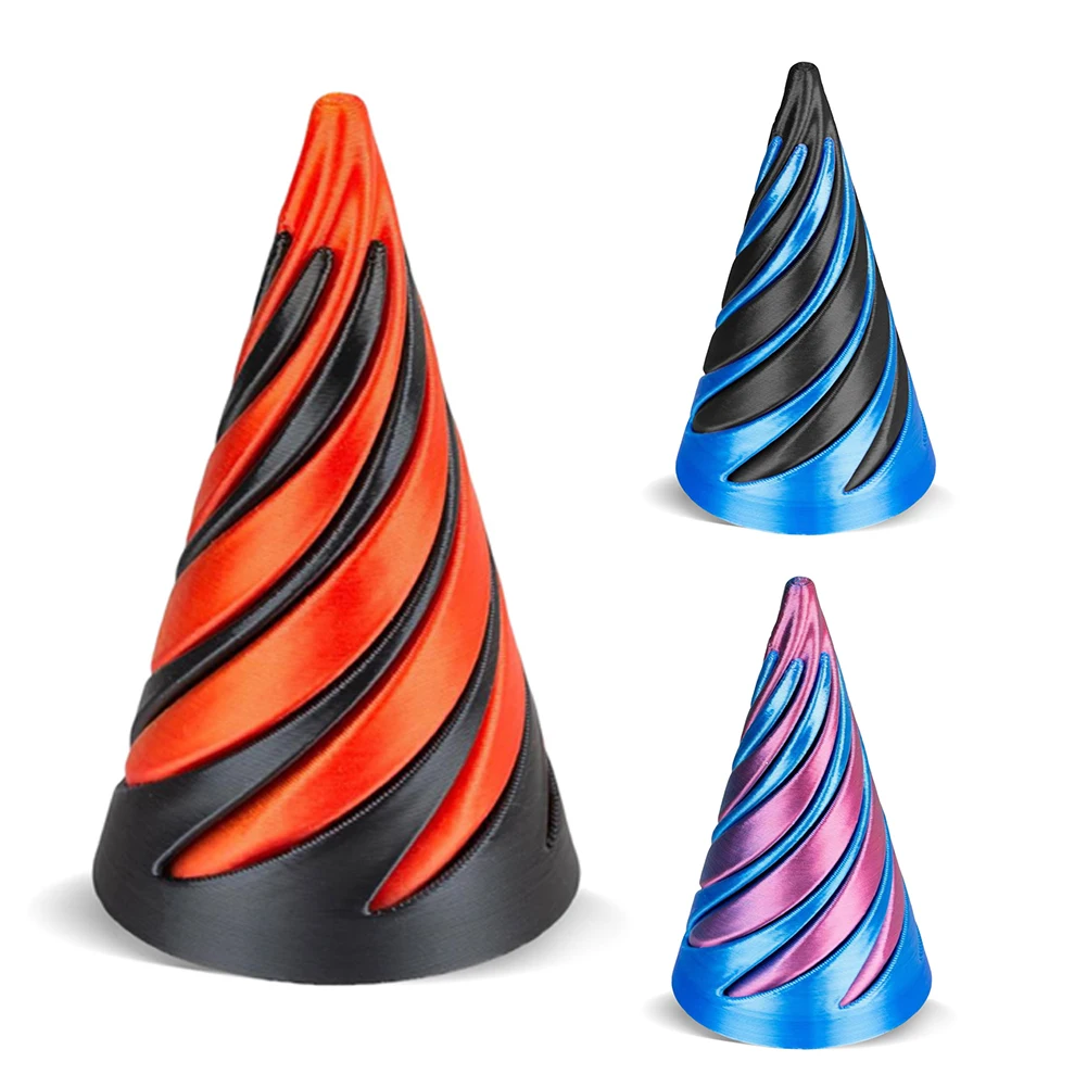 3-1pc 3D Printed Spiral Cone Toy Impossible Pyramid Passthrough Sculpture Fidget Anti Stress Toy for Kids
