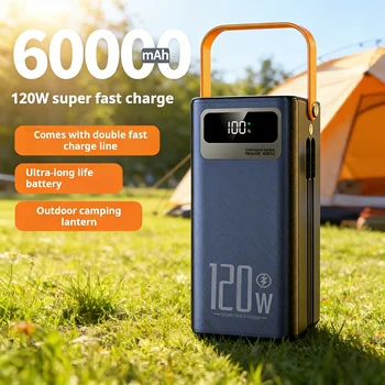 120W Fast Charging Power Station – 60000mAh Portable Large Capacity Power Bank for Camping, Home, and Emergency Use