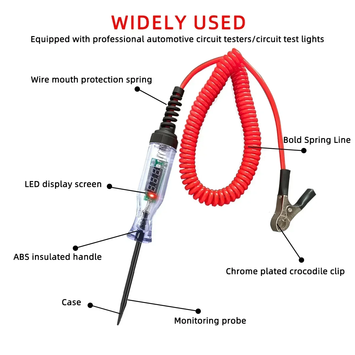 12V 24V Volt Testers - Tester Del Circuito Dell'Automobile,Voltage Circuit Tester Auto Test Long Probe Pen Light Bulb Tester Di Circuito Elettrico Per Auto Car Truck Adatto Per Pro