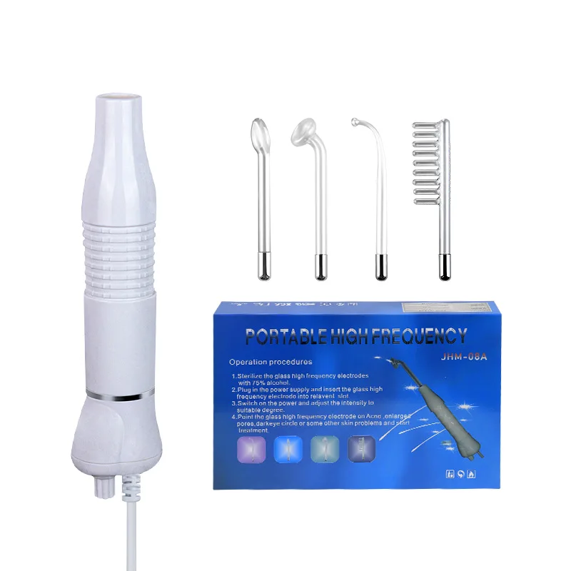 high frequency wand handheld 4-in-1 ozone high-frequency electrotherapy stick beauty device with red blue violet three color of