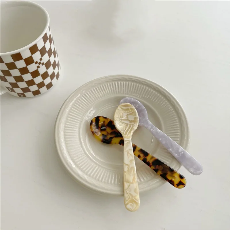 Colorful Acrylic Ice Cream Spoons Coffee Caviar Stirring Spoons Dessert Teaspoons Kitchen Tableware Craft Tools