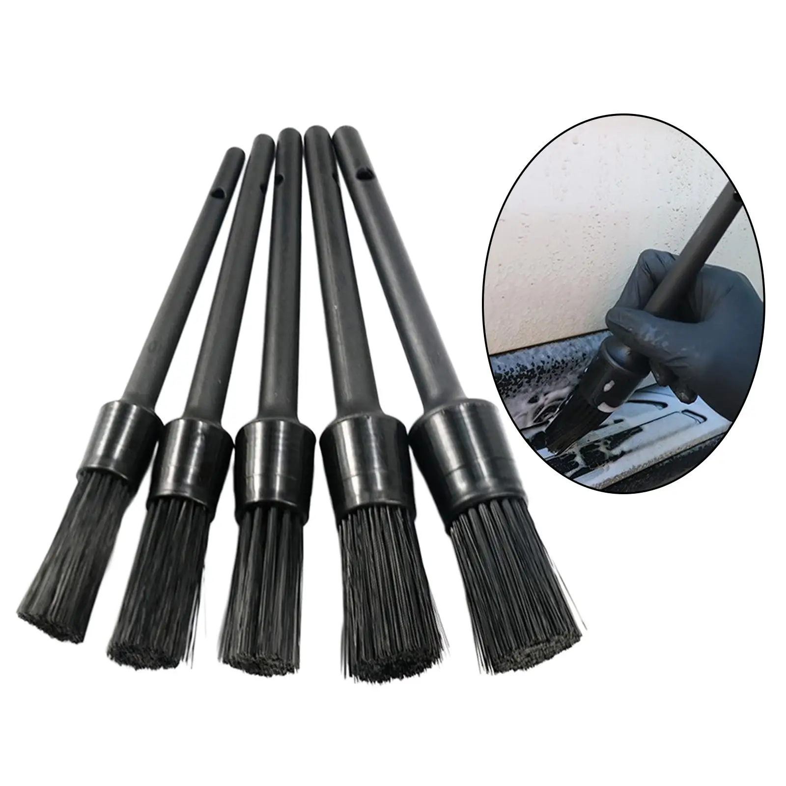 5x Auto Detail Brush Set Car Detailing Brush Set 5 Different Sizes for