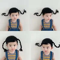 Children's Funny Hair Band Personality Trend Headband Korean Wig Braid Hair Accessories Black Super Cute Baby Girl Headwear 1