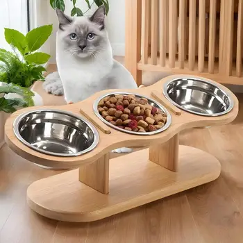 Tilted Raised Cat Food Bowls Pet Food And Water Bowls Feeder Set Elevated Puppy Bowls For Small Dogs Raised Cat Bowls With Non 4