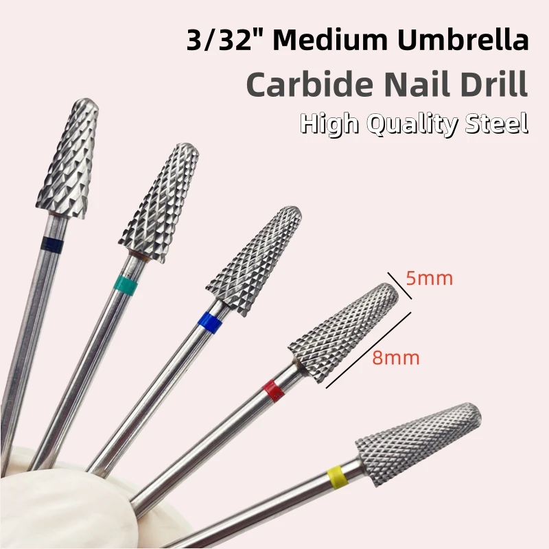 1Pcs Umbrella Tungsten Nail Drill Bits Premium Carbide Milling Cutter for Nail Files Manicure Cutter and Art Tool