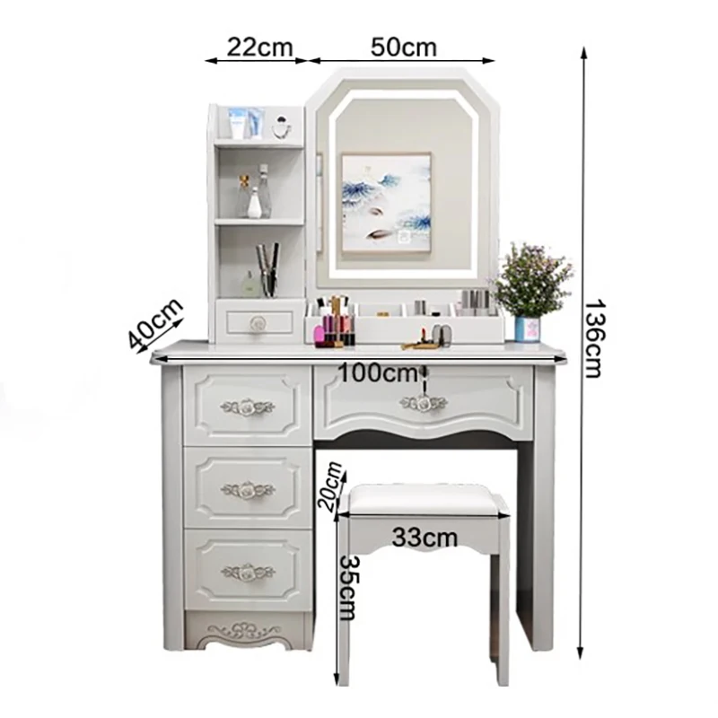 Luxury Vintage Vanity Table Nordic Classic Drawer Storage Vanity Desk European Multifunctional Table Maquillage Furniture
