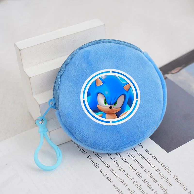 thumbnail image 1 of Monederos redondos de Sonics con estampado de juegos de anime, minibolsas de almacenamiento con cremallera para niños, llaveros kawaii, regalo de Navidad para niños y niñas, 1 of 5