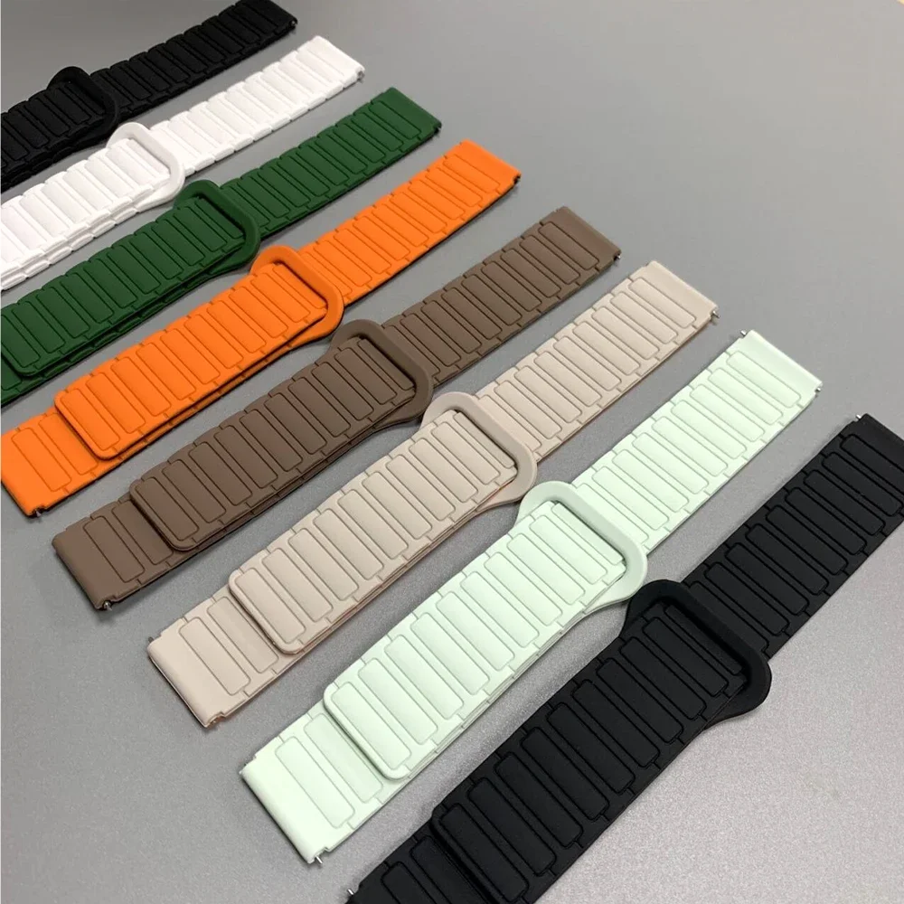 Enhanced Silicone Strap Magnetic Loop Band - Sporty Wristband Bracelet, Universal Fit 20mm/22mm