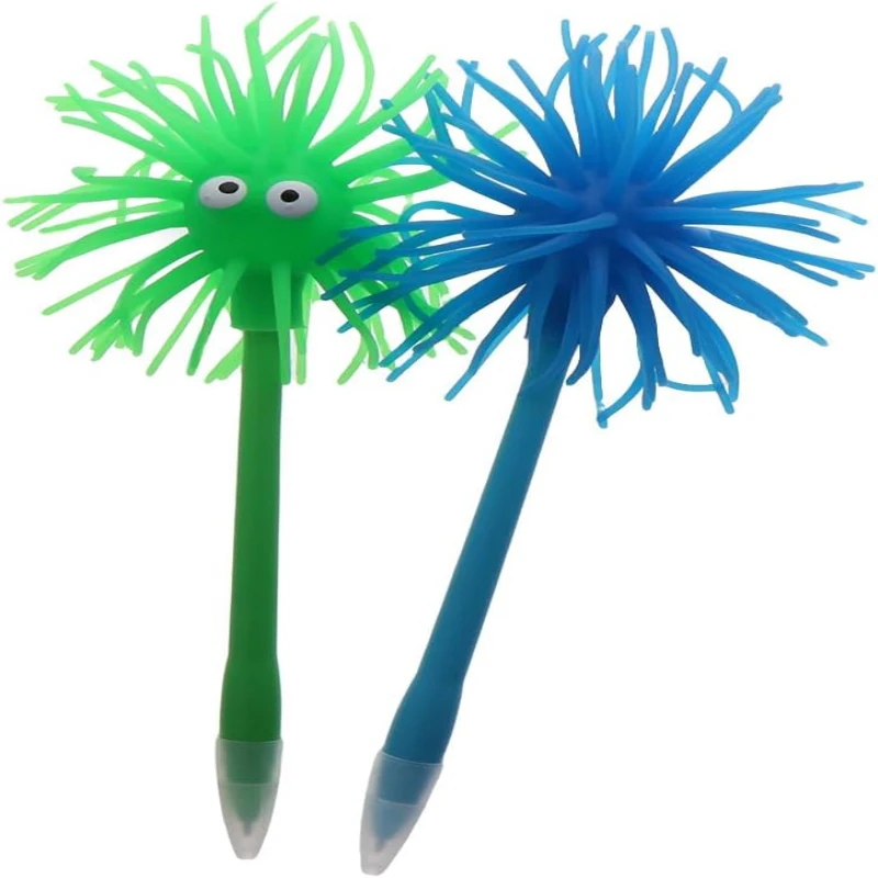 20 Pcs Writing Smoothly Pens Fun Sea Urchin Ballpoint Pen, Stress Relief Toy Pen, Cartoon Ball Soft Rubber Funny Monster Pen