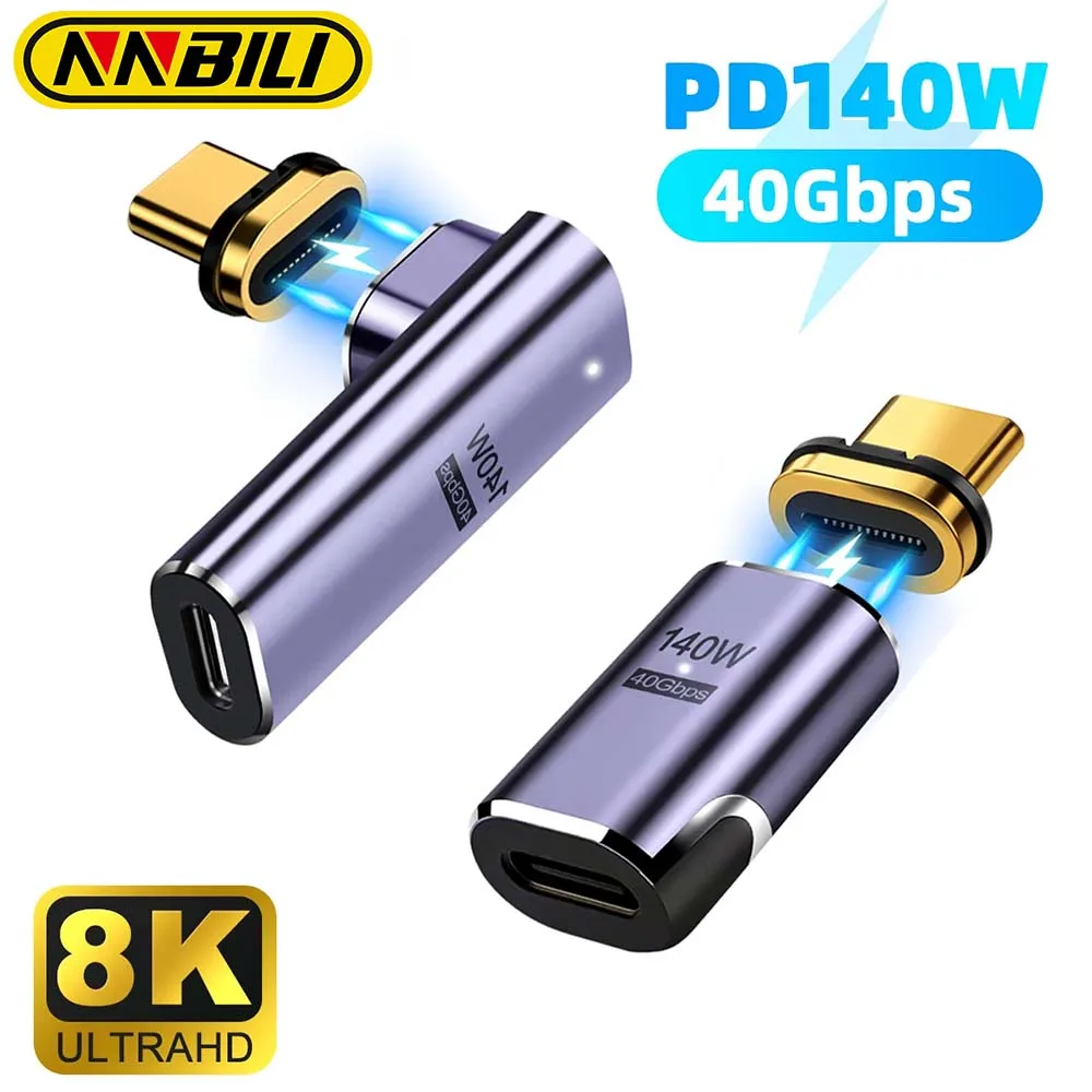NNBILI 140W USB4.0 40Gbps Thunderbolt Magnetic Type-C OTG USB C To USBC Fast Charge Magnet Converter Cable 8K@60Hz USB C Adapter otg adapter,usb to type c adapter,type c adapter,magnetic cable adapter,magnetic charging adapter