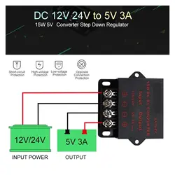 High - Efficiency Voltage Reducer and Regulator Transformer Module, 12V/24V to 5V Conversion - 24V TO 12V 5A 60W