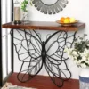 Console Table, 31'' Wood Top Metal Butterfly Accent Console and Entry Table,16"D x 41"W x 31"H 5
