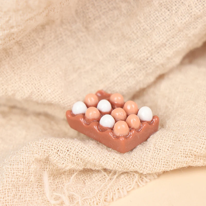 

6 шт., 1:12 миниатюрные яйца для кукольного домика с подносом, кухонная еда, цельная картонная коробка для яиц, модель для украшения кухни