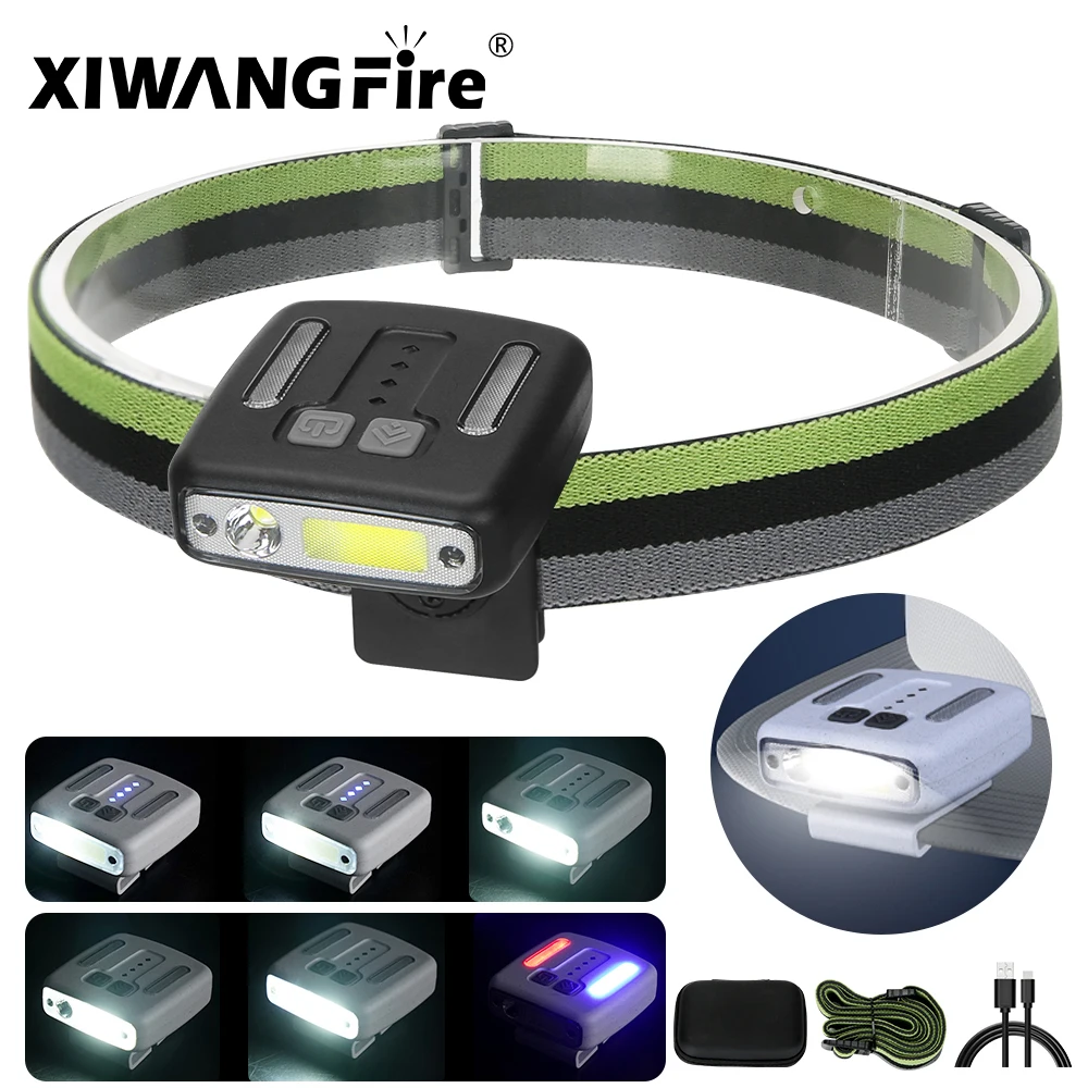 

Sensor LED Headlamp Multifunctional Cap Clip Headlight USB Rechargeable Fishing Light Built-in 1200mAh Battery Portable Lighting