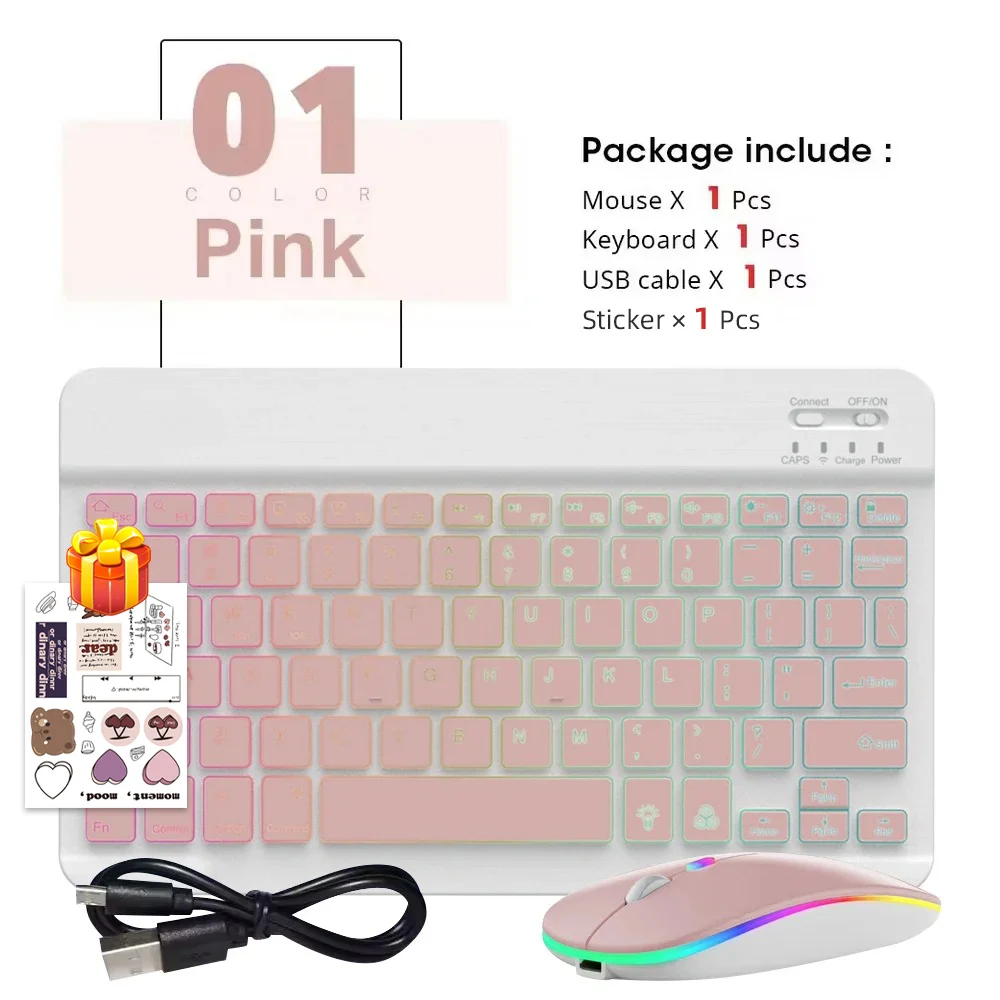 Enhanced Wireless Bluetooth Keyboard and Mouse for Tablets and Phones - Multi-Language Support