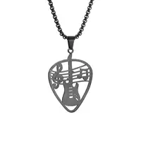 Collier pendentif guitare Note musicale pour femmes et hommes, amoureux de la musique, bijoux en acier inoxydable, cadeaux 4