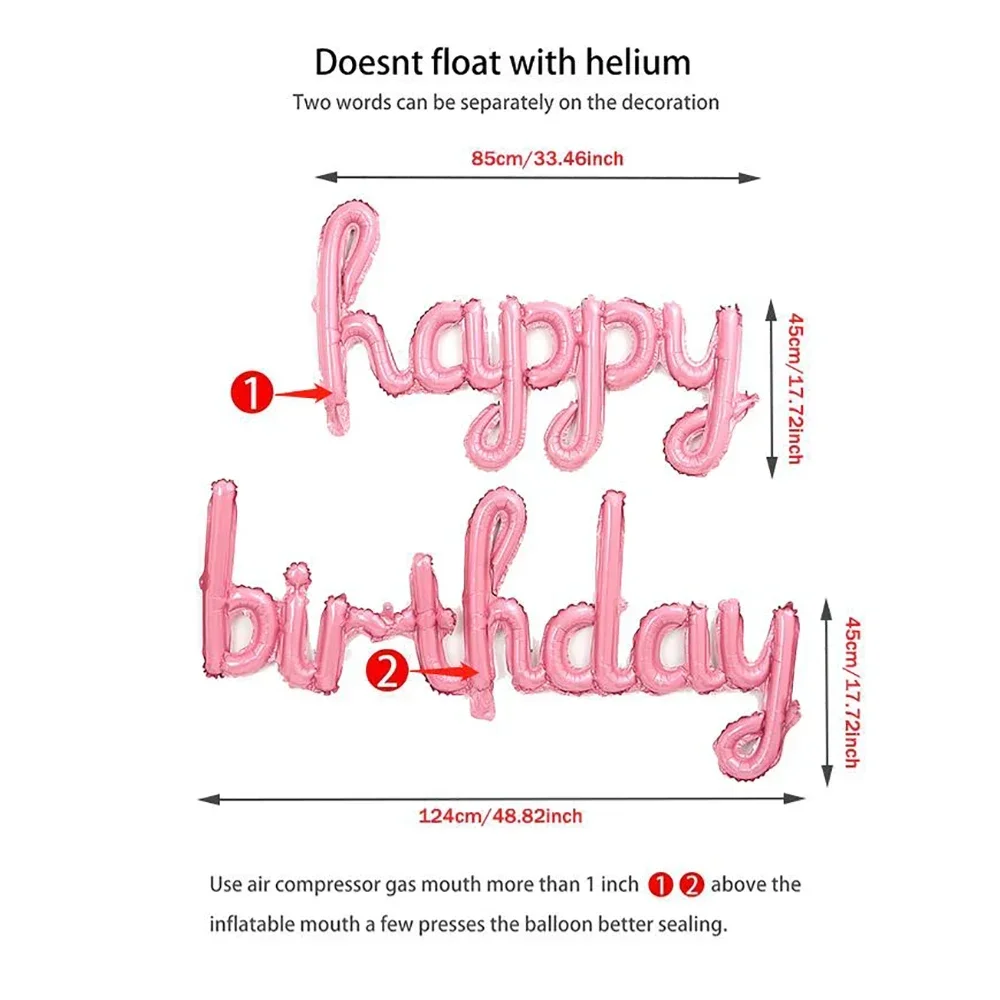 2pcs/set Happy Birthday Balloons Pink Purple Aluminium Foil Balloon Birthday Party Decoration Suppries Home DIY Accessories