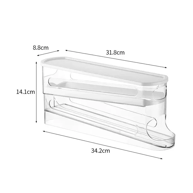 Boîte de rangement d'œufs de réfrigérateur bicouche, support d'œufs roulant automatique, Style échelle, distributeur d'œufs de réfrigérateur, support organisateur d'œufs 2
