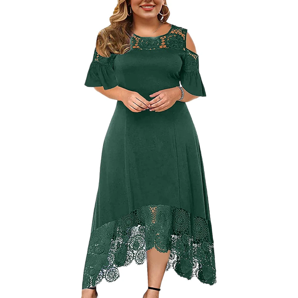 

Party Dress for Women Elegant Classy Plus Size Summer Round-Neck Off Shoulder Dress Lace Short Sleeve Wedding Guest Dresses