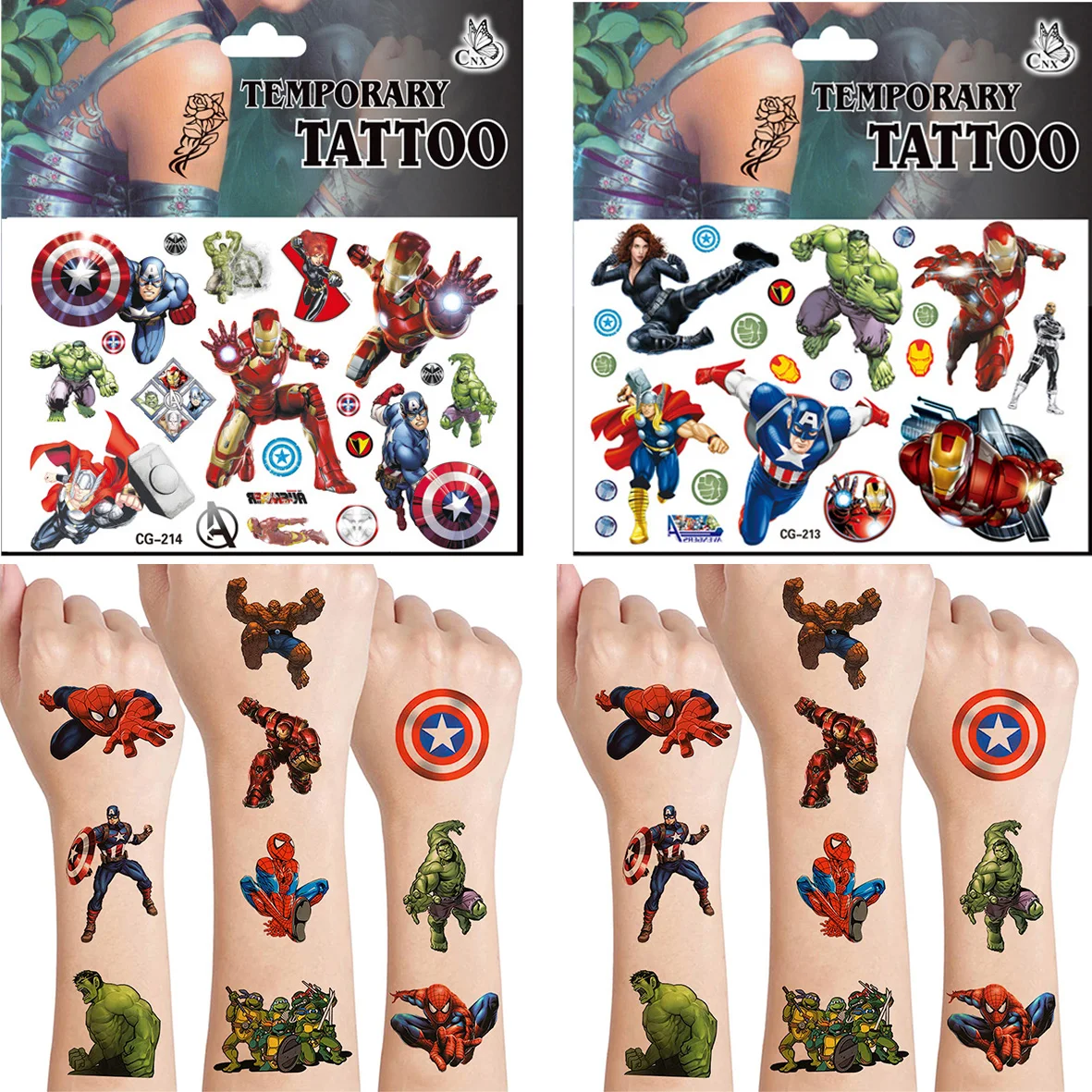 8 Fogli Spiderman Tatuaggi Temporanei Bambini, Tatuaggi per