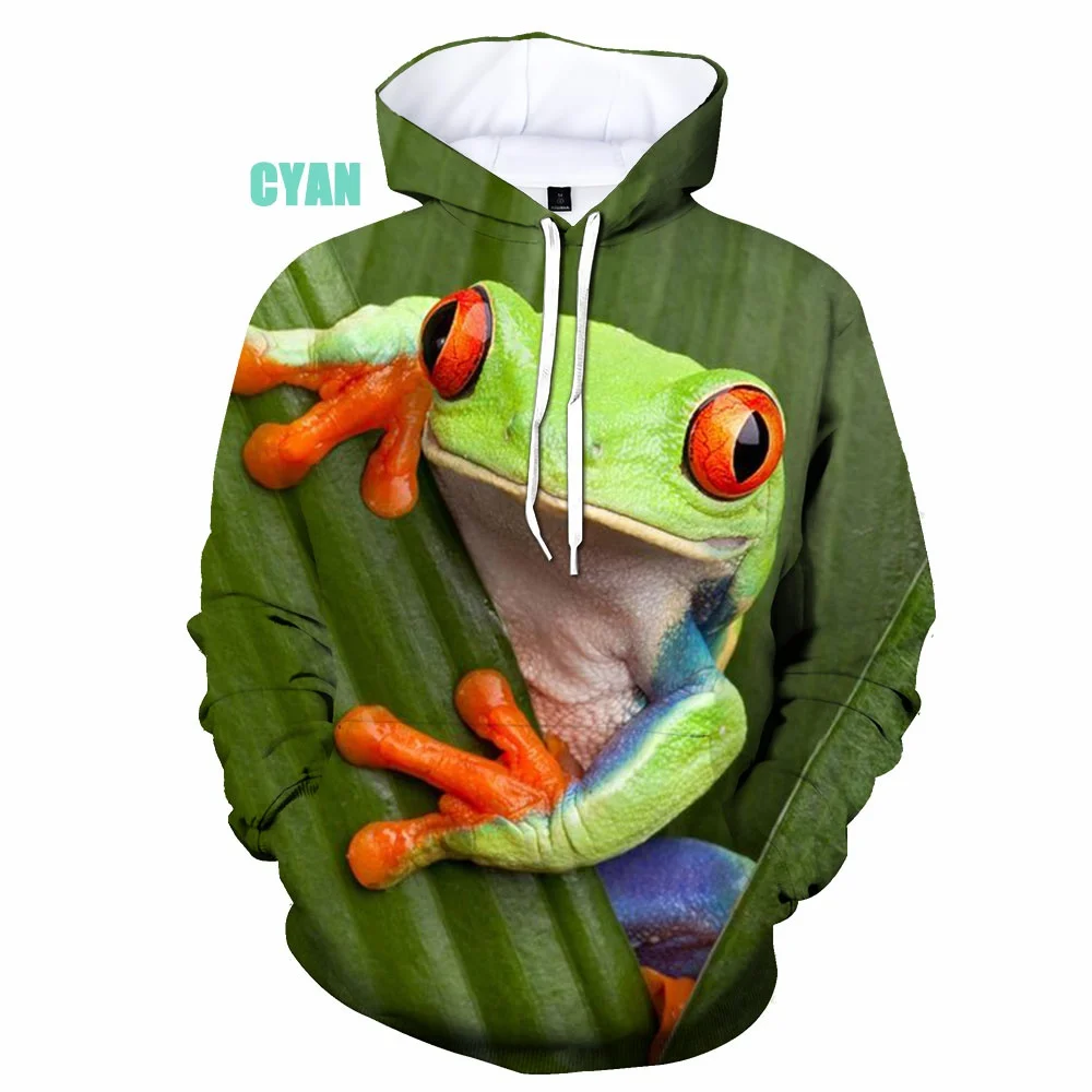 

New Fashion Men Women Hot Sale funny animal hoodies 3D Print frog casual Hooded Pullover size