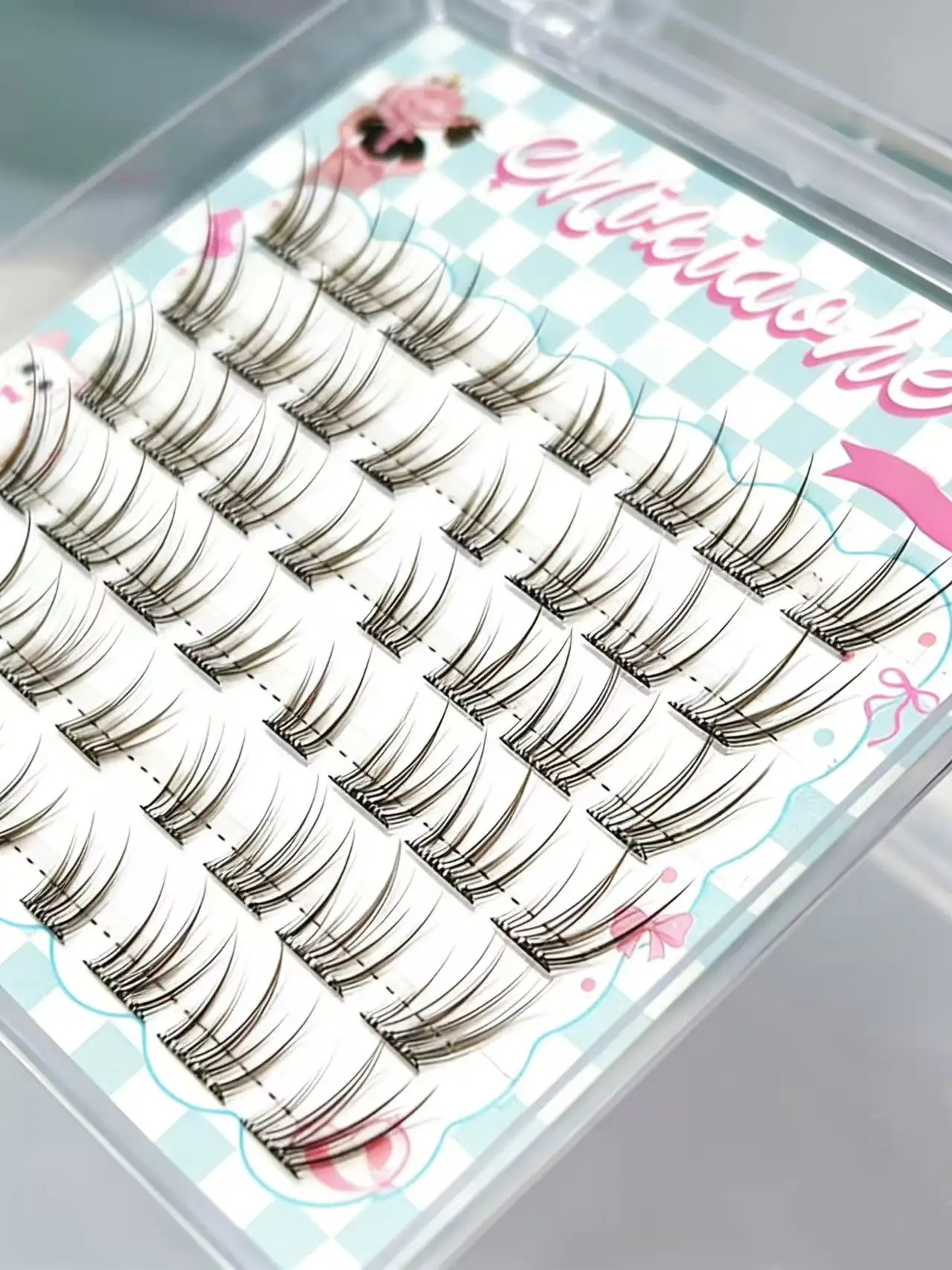 Mixiaohe Braune Klebefreie Wimpern 48 Cluster C-Curl Wiederverwendbare Flauschige DIY-Wimpern mit Pinzette für Anfänger 10-13mm – Detail 6