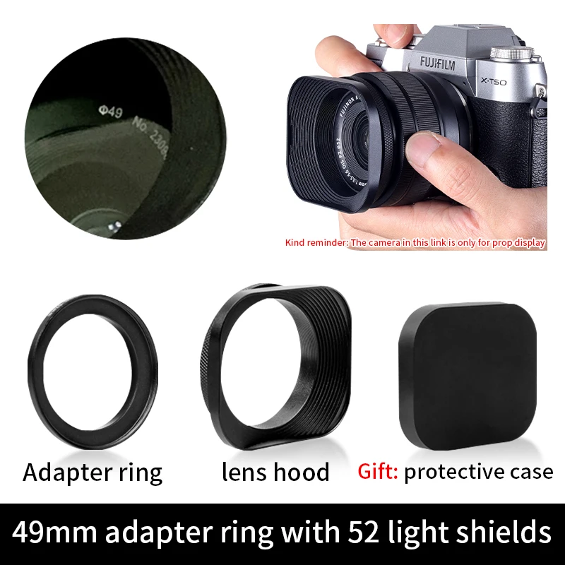 Universal Metal Square Camera Lens Hood for Photography (52/43/46/39mm)