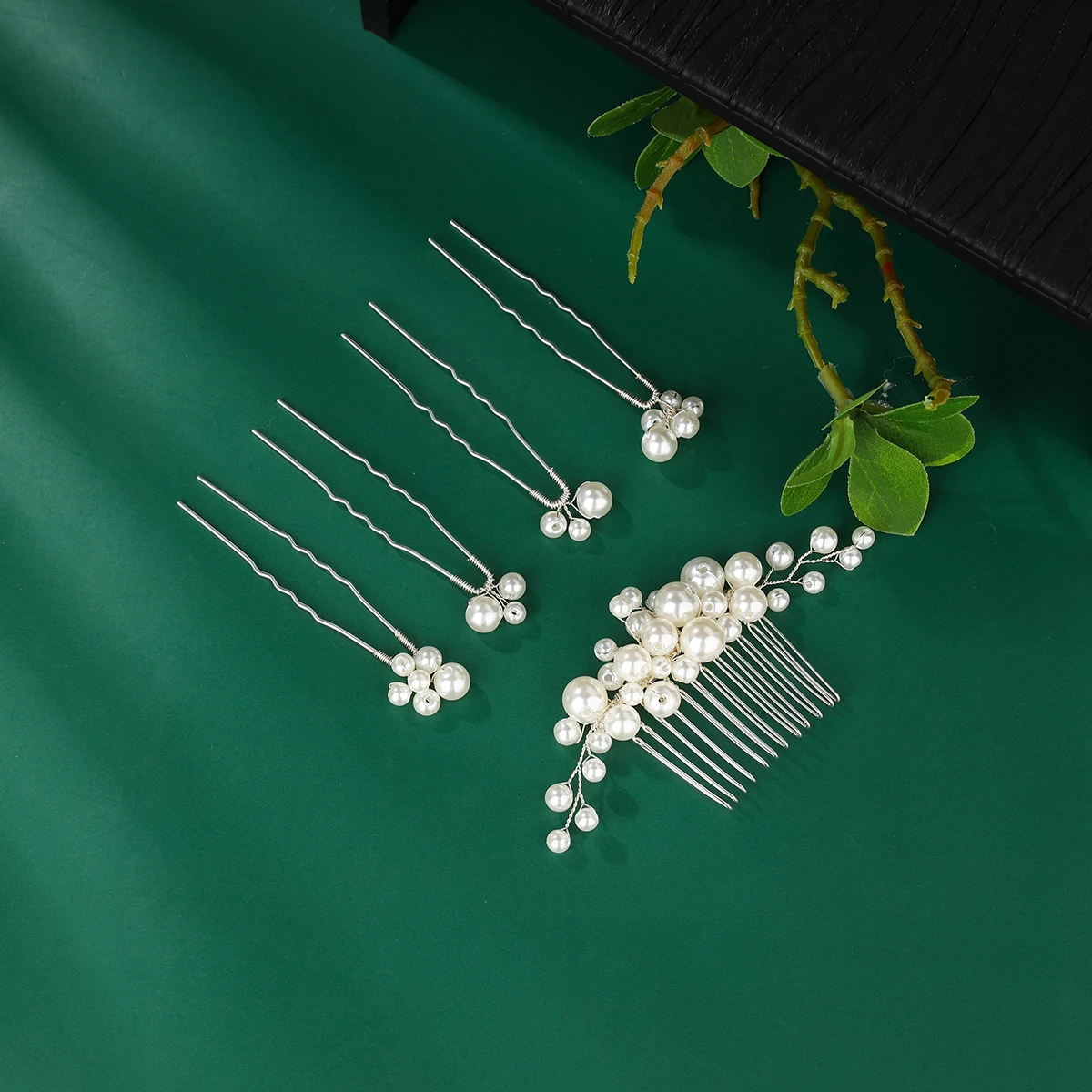 5 pieces of pearl flower hair fork vintage bridal flower hair comb wedding hairpin headwear for women and girls