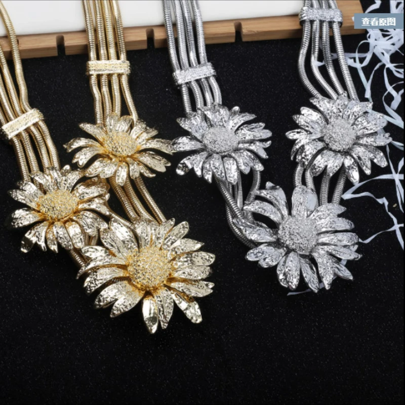 

Designer Belts For Women High Quality Luxury Brand Female Waist Gold Chain Belt Elastic Waistband Dress Stretch Metal
