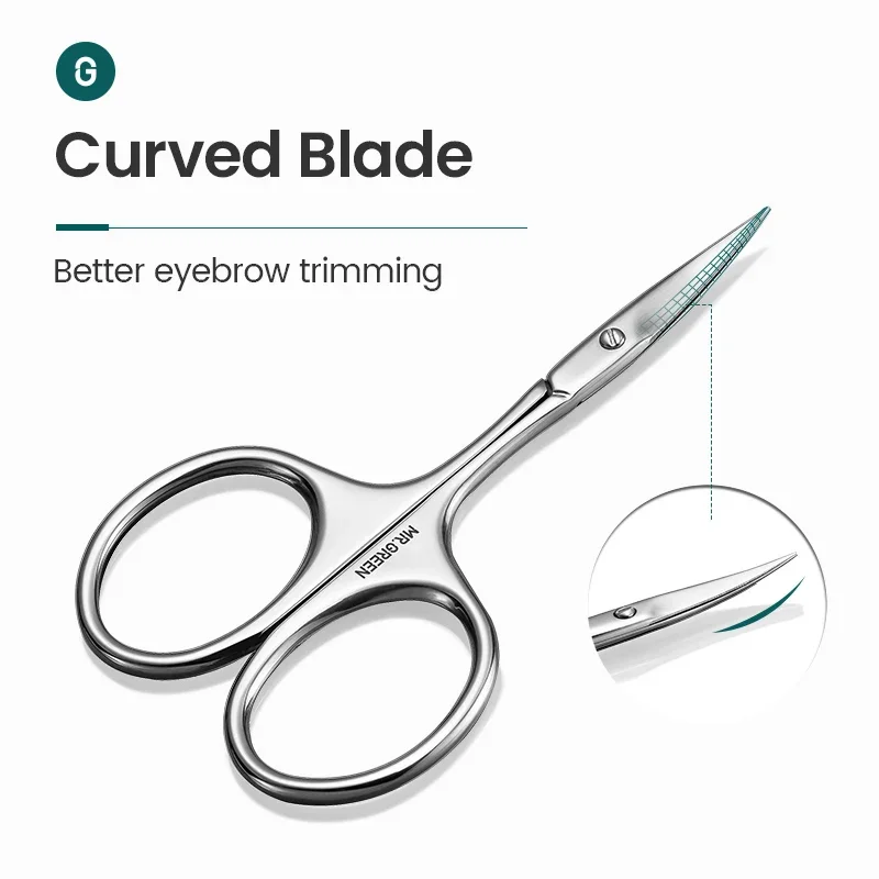 MR.GREEN Eyebrow Scissors Curved Blade Cuticle Scissors Professional Stainless Steel Manicure Trimmer Hair Remover Tool 3