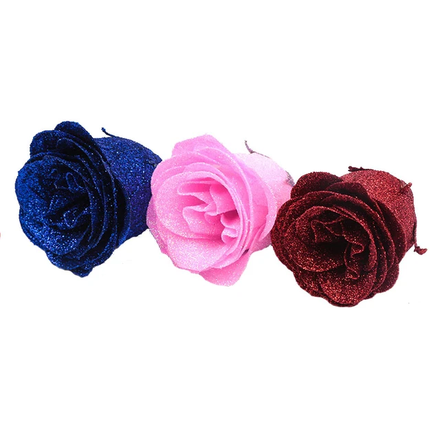 30pcs of 7cm Glitter spray artificial flower rose for Christmas