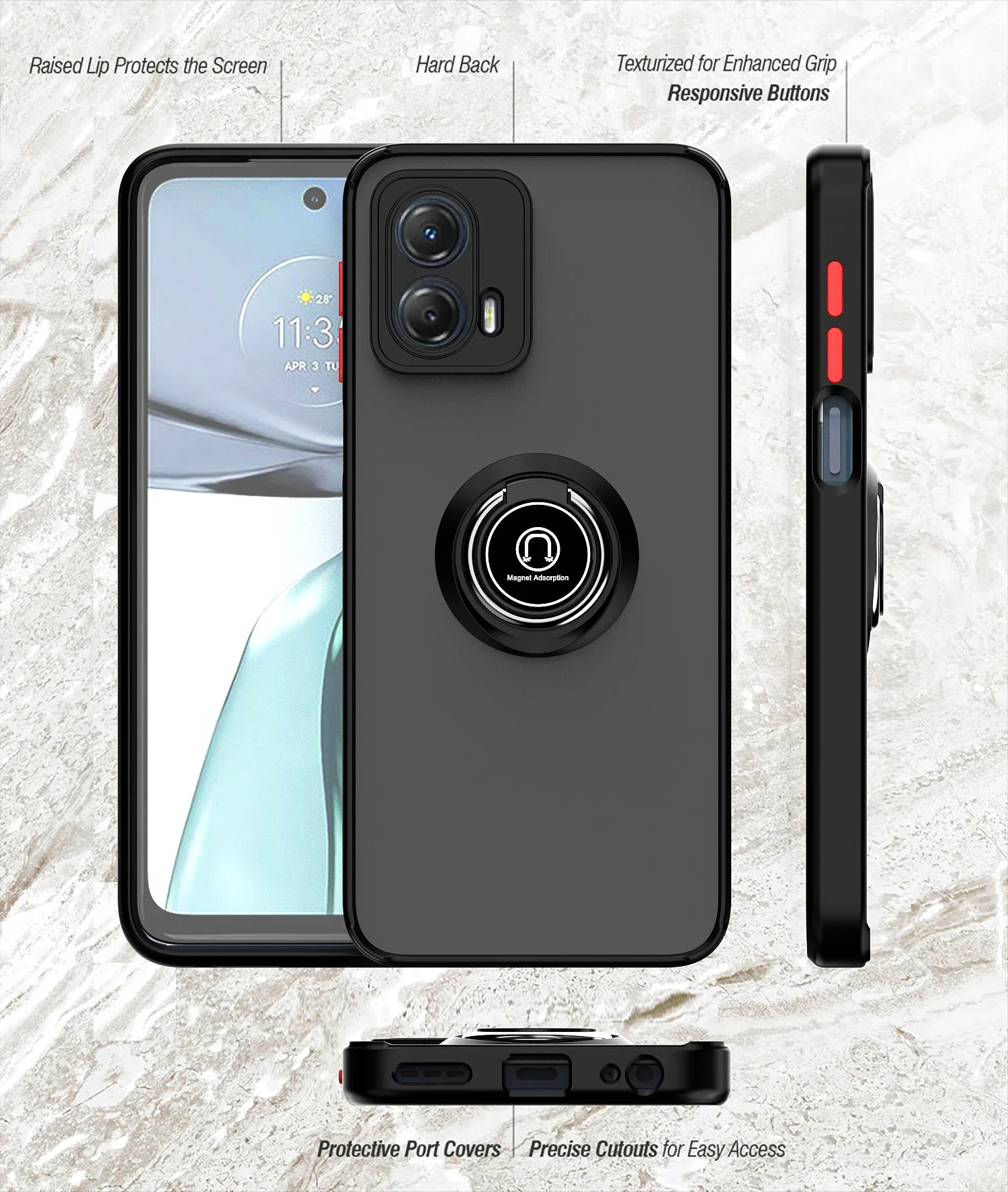 Armor Matte Case Cover Ring Magnetic Holder Stand For Motorola Moto G Stylus 5G G Power Pure Play