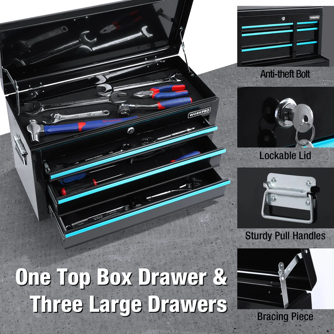 WORKPRO 24.5 Inch 5-Drawer Rolling Removable Tool Storage Cabinet Thickened Load-Bearing Multi-Hardware Tool Cabinet 5