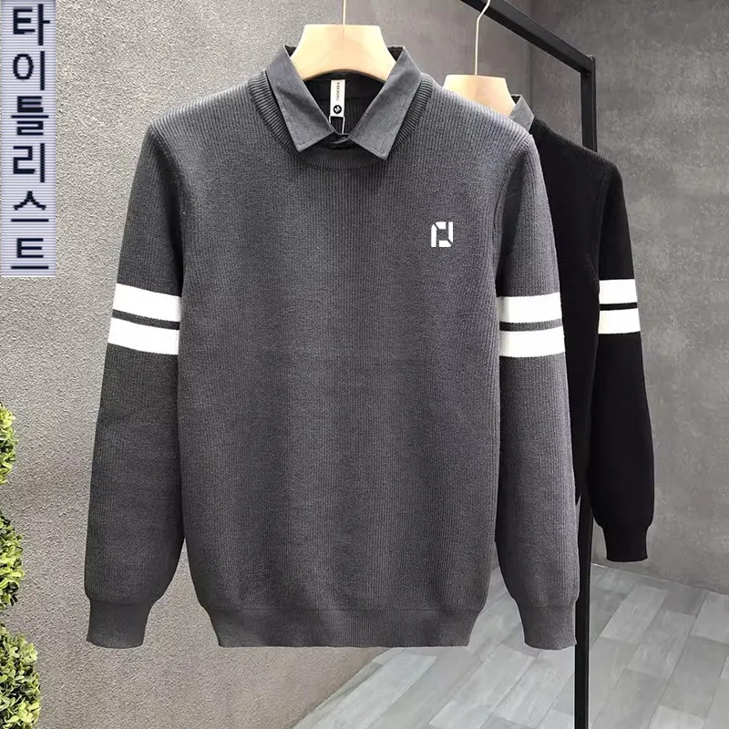 

남자 골프의류 High Quality Golf T-shirt Men's Golf Wear 2023 Spring New Golf Knit Men's Golf Clothing Fashion Fake Two Pieces 한국 명품의류