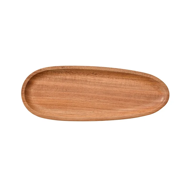Solid Wood Dinner Plates Irregular Oval Serving Tray Fruit Dishes Dry Fruit Sushi Tea Tray Bread Wooden Plate Home Decoration 4
