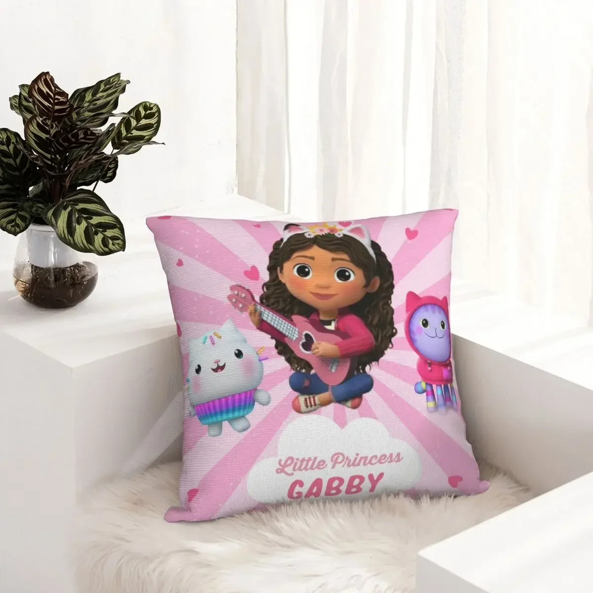 Gabbys Dollhouse Sprinkle Party Pillowcase Printing Cushion Cover Decorations Happy Birthday Throw Pillow Case Cover Home 18''