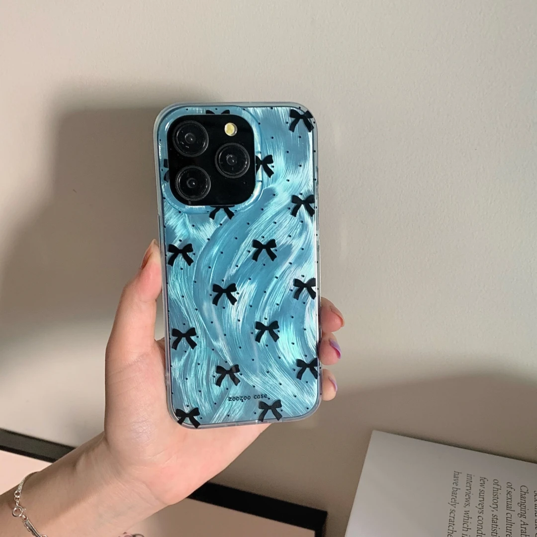 Black Bow Keychain Silicone Case for iPhone