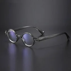 Vintage Round Blue Light Blocking Eyeglasses with Spring Hinge Magnifier (Gray)