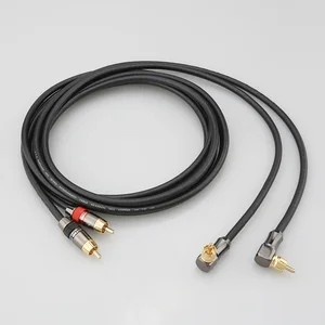 High Quality Pair HiFi RCA Audio Interconnect Cable 90 Degree Right Angle Locking Lotus Plug