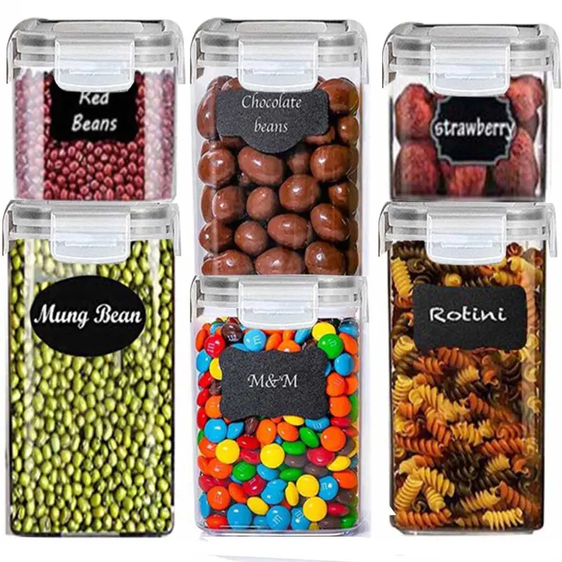 

Variety Set of 5 Pantry Organization Canisters with Lids, Marker and Labels Included Storage organizer Ziplock bags Kitchen orga