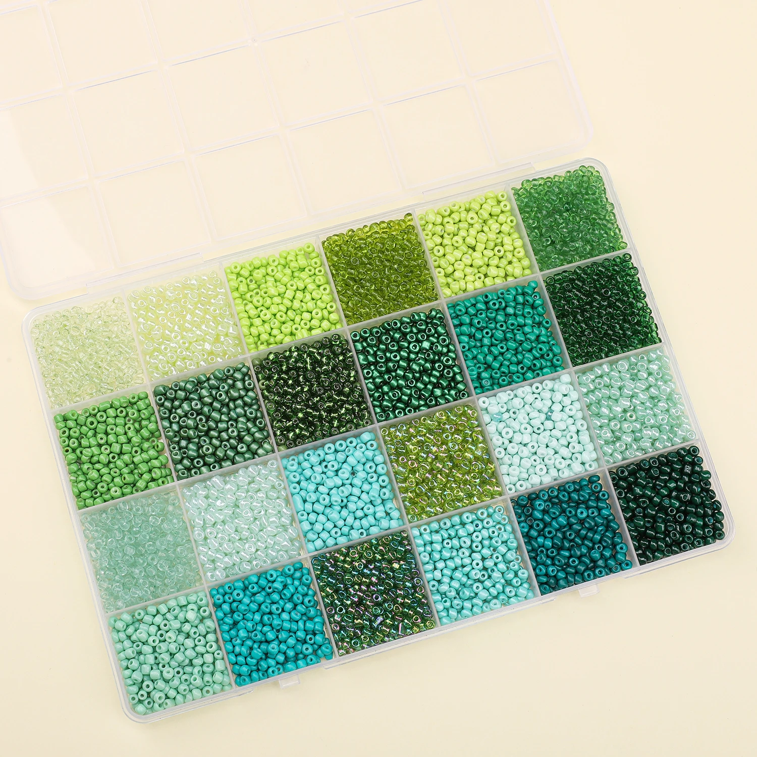24-Gitter-Reisperlenbox aus Glas, 3 mm, Charm für die Herstellung von DIY-Schmuck, Perlenmaterialien mit Nadel und Faden, ideal zum Basteln – Detail 10